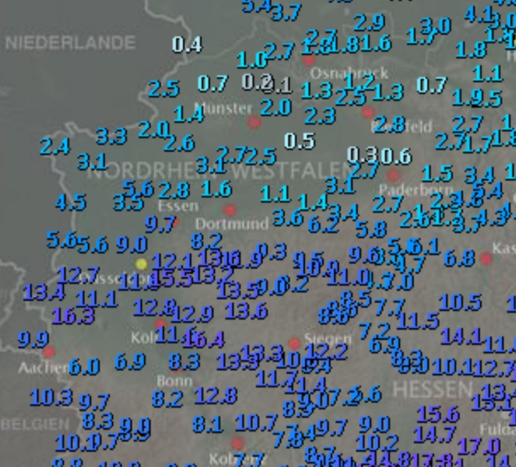 Niederschlagssummen vom 4.1.2022