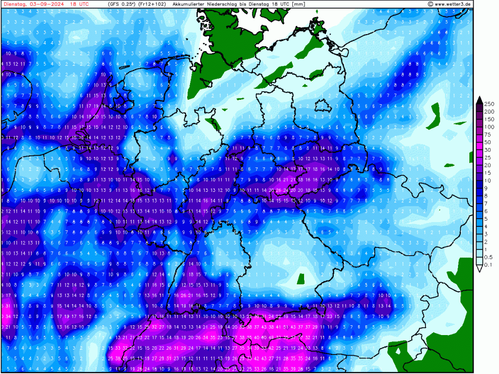 Wetterprognose 31.08. – 04.09. + Niederschlagssummen bis 3.&nbsp;September