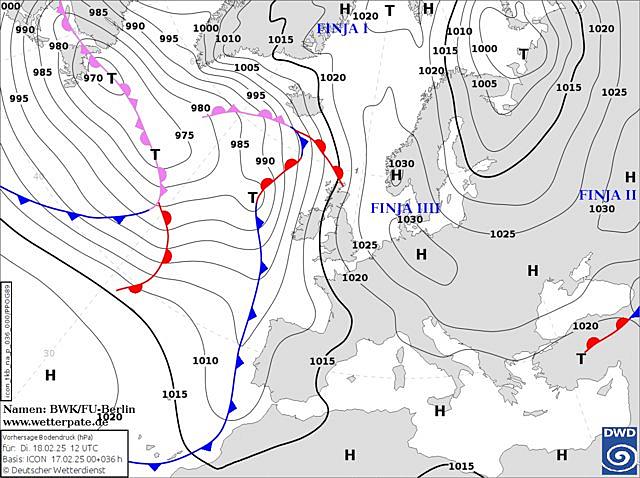Wetterprognose 18.02. –&nbsp;22.02.