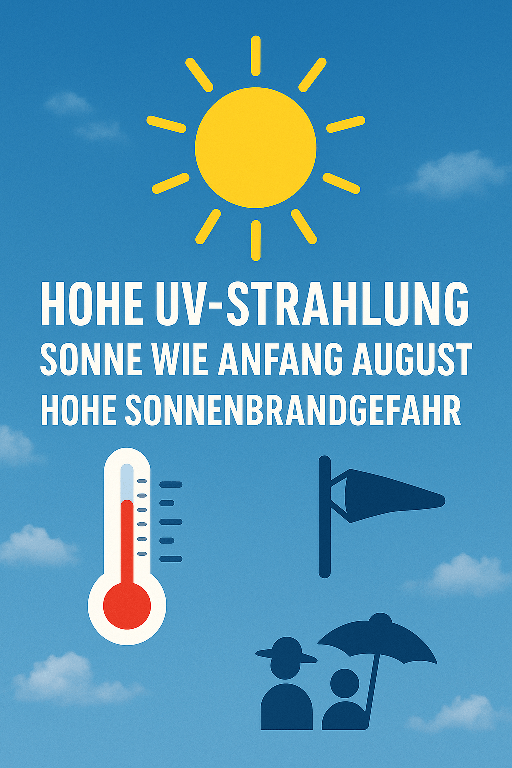 Sonneneinstrahlung und UV-Index: Hohe Sonnenbrand- und Sonnenstichgefahr