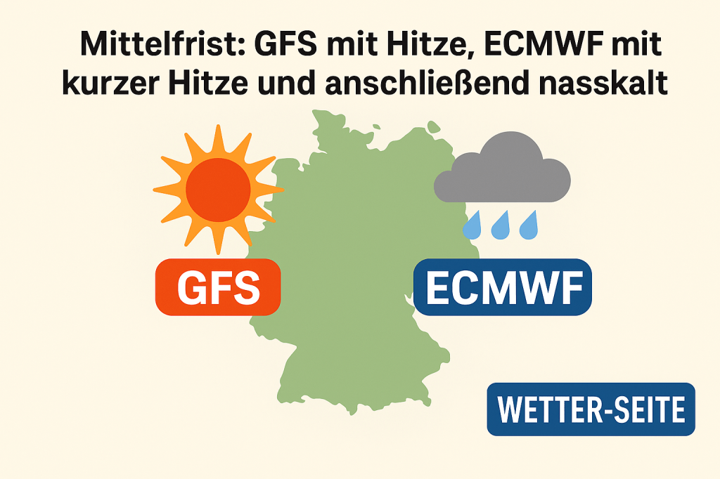 🔭 Mittelfrist: GFS mit Hitze, ECMWF mit kurzer Hitze und anschließend&nbsp;nasskalt
