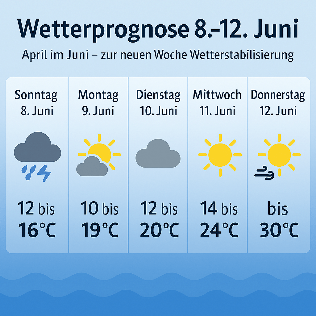 🌦️ Wetterprognose 8.–12. Juni: April im Juni – zur neuen Woche Wetterstabilisierung